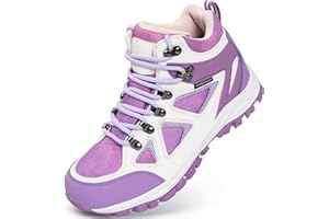 R CORD Kids Hiking Boots Waterproof Durable TPR Traction Outsole Anti-Skid Athletic Lace Up Hiking Shoes for Outdoor Adventure