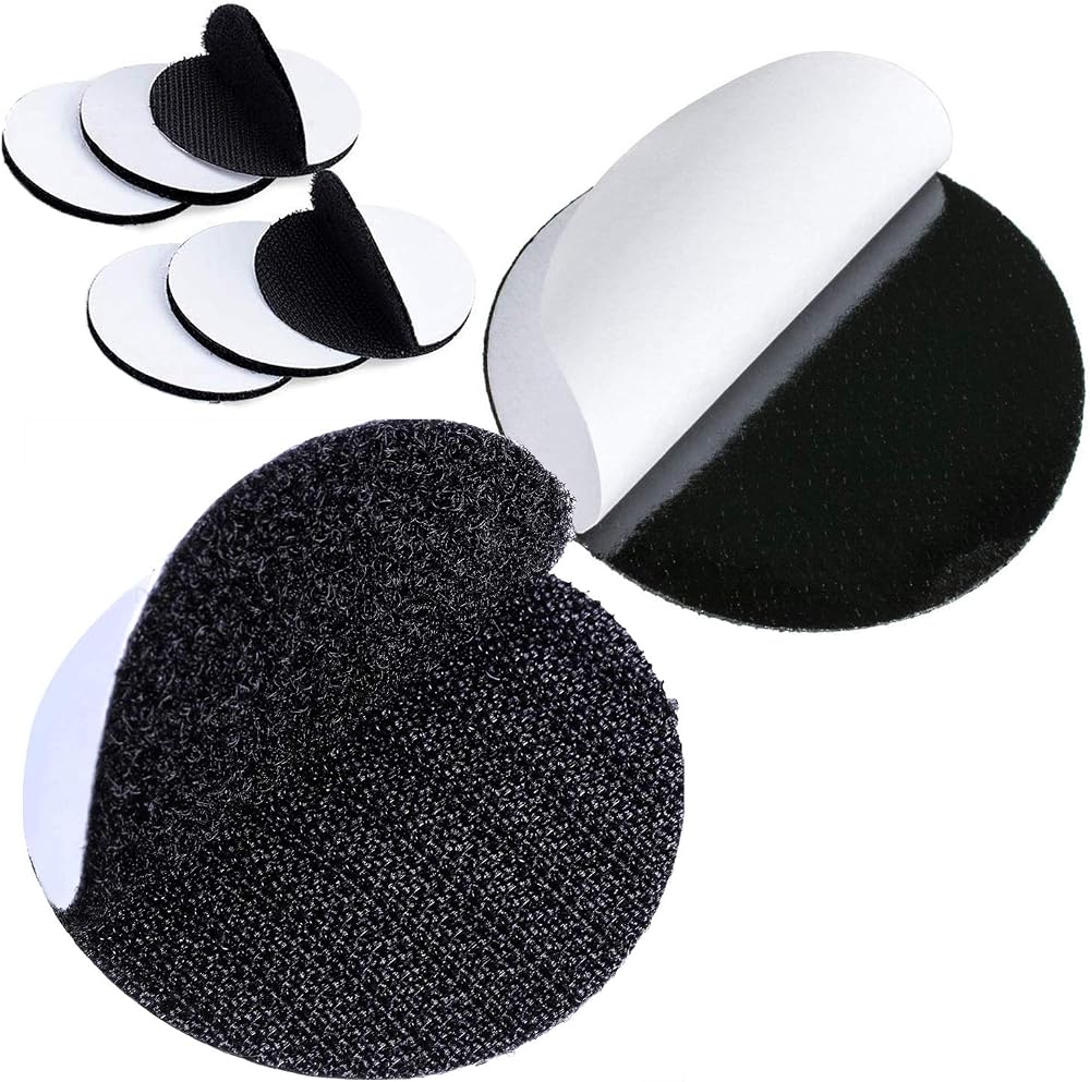 STAY GENT 6 Pairs 10cm Round Sticky Pads Dots Hook and Loop Tape