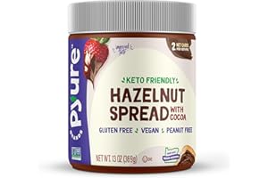 Pyure Keto Hazelnut Chocolate Spread | Sugar-Free, Low Carb, Vegan Nutella Alternative | 2g Net Carbs, Gluten-Free, Peanut-Free, Plant-Based, Non-GMO, Keto Snack, Vegan Sweets | 13 oz Jar