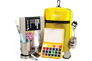 Funto Mini Watercolor Paint Set, All-In-One 24-Color Travel Paint Kit, with Crossbody Bag, Watercolor Journal, Paint Water Cup, Pocket Set for Artists