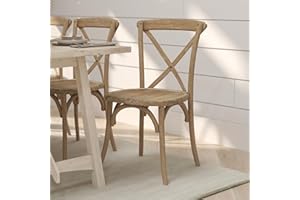Merrick Lane Bardstown Bistro Style Wooden Dining Chair - Medium Natural White Grain - High X-Back