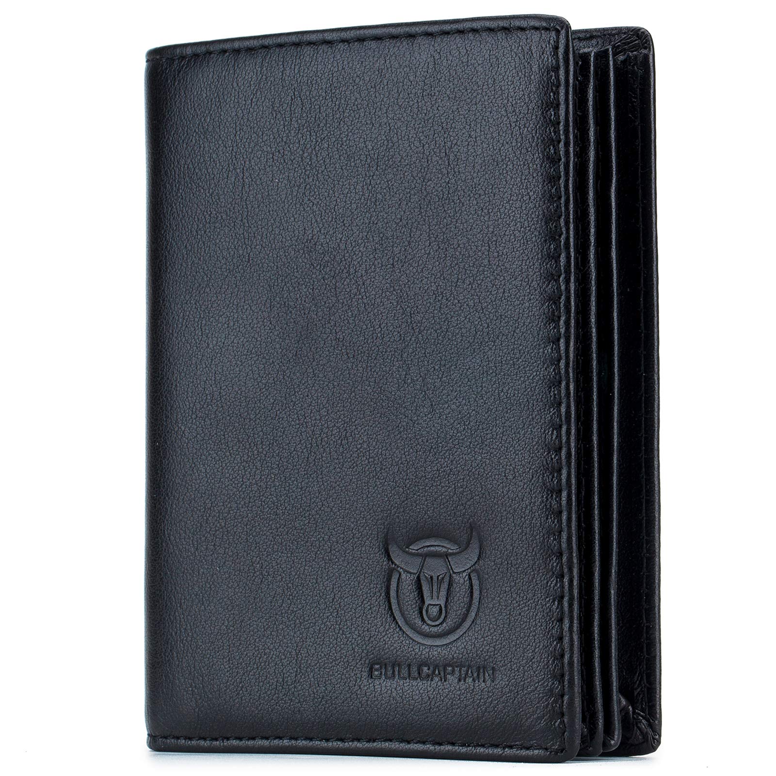 Photo 1 of BULLCAPTAIN Large Capacity Genuine Leather Bifold Wallet/Credit Card Holder for Men with 15 Card Slots QB-027 (Black)