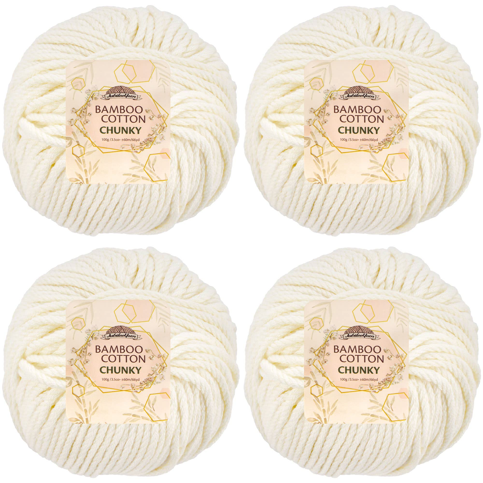 JubileeYarn Bamboo Cotton Chunky Yarn - 100g/Ball - Almond Milk - 4 Balls — image 1