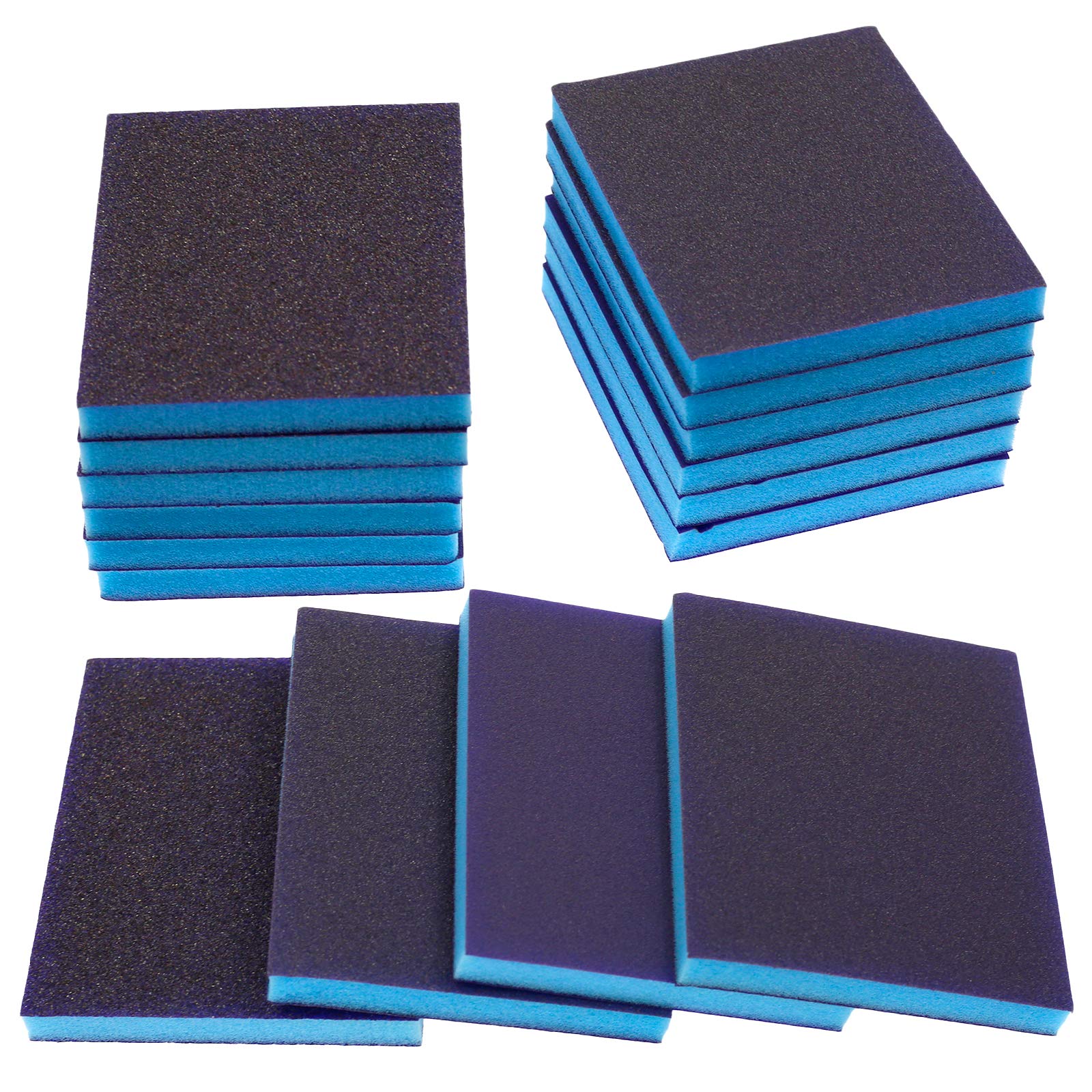 BokWin 16Pcs Sanding Sponge Grit Sanding Blocks, Washable and Reusable Sand Sponge Kit (Including 4 Assortment Grade)
