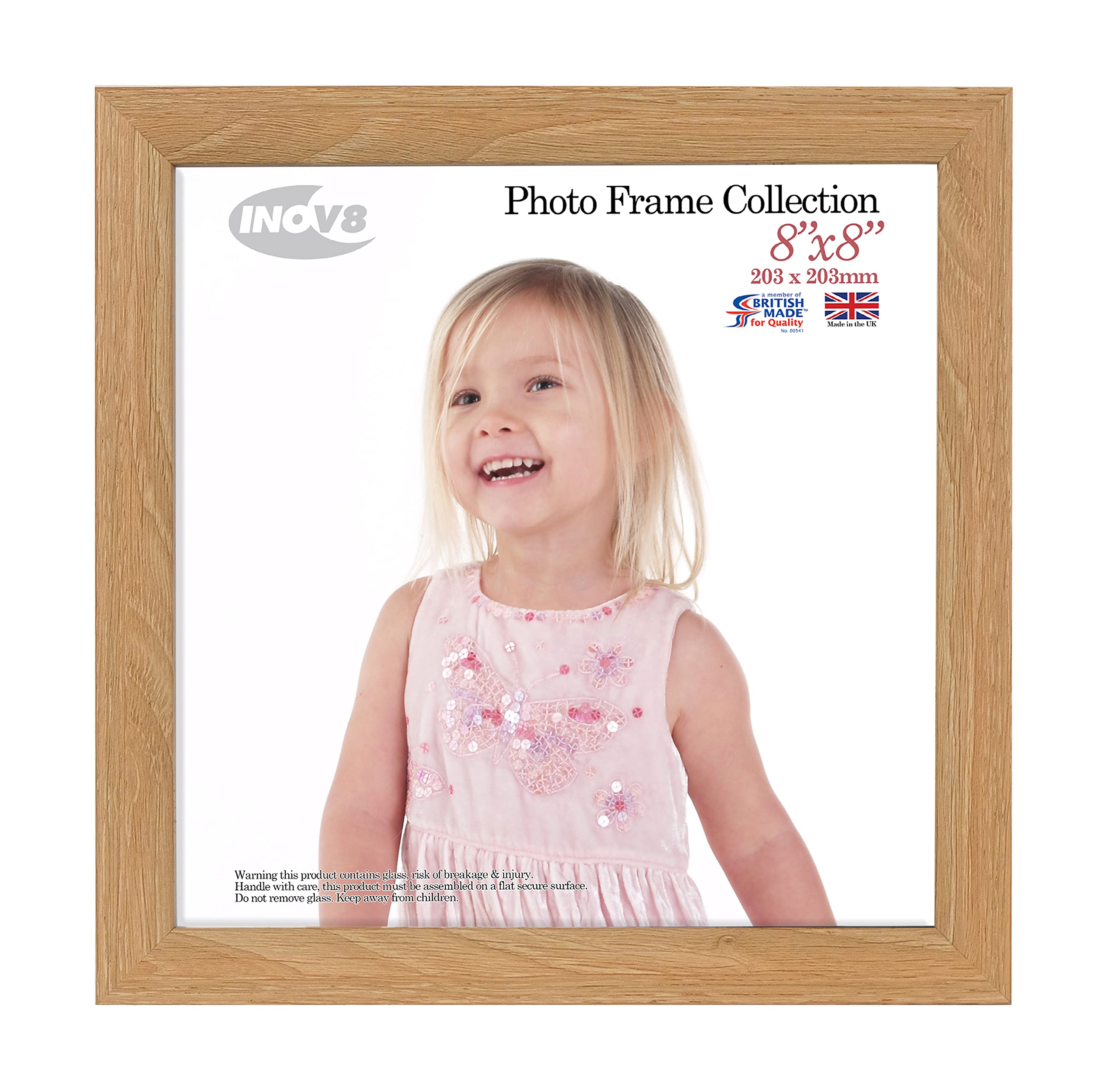 Inov8 British Made Picture / Photo Frame to fit 8"x8" (20.32cm x 20.32cm) with Lime Oak Wood Effect Frame — image 1