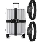 LUGGEX Luggage Straps TSA Approved, Adjustable Straps for Suitcases,Black | Heavy Duty Belt,Reinforced Buckle,Bright Color,Travel Essentials ,Combination Lock,Fits 20-32in Luggage
