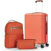 CONCEPTEN Luggage Sets 3 Piece, 20 Inch Carry On Suitcases With Spinner Wheels, Lightweight Travel Luggage With TSA Lock, ABS Hardshell Suitcase (Tangerine)