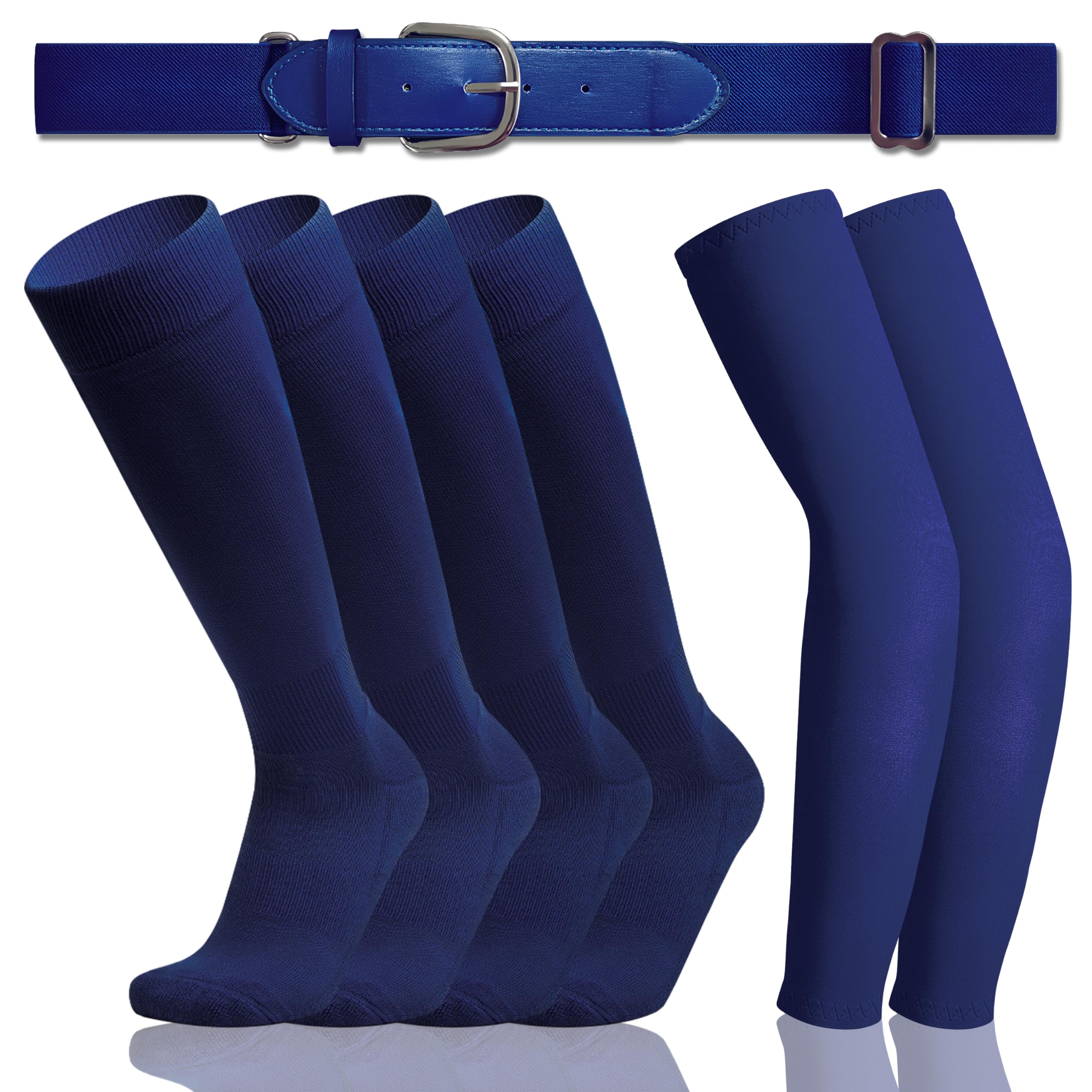 Photo 1 of *2 pack* TZTTZT 2 Pair Youth Softball/Baseball Socks - 1 Baseball Belt and 1 Baseball Arm Sleeve Combo for Men and Boy (Youth, Navy), Adult