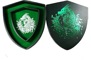 Fantasydice Shield Dice Tray Green Fire Dragon with Lid and Dice Staging Area- Holds 6 Sets(7 Dice Set/Standard) for All Tabletop Games