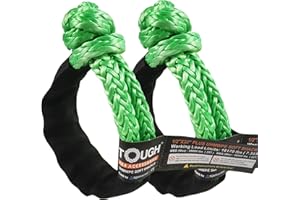 TOUGH 2 Pcs Synthetic Soft Shackle 1/2 x 22 Inch (55,000lbs Breaking Strength) Rope Shackle with 4 Sleeves for Sailing SUV ATV Truck Jeep Off Road Recovery (1/2" X22" Plus, Green 2-Pack, 2)