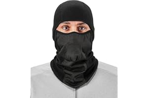 Ergodyne N-Ferno 6823 Balaclava Ski Mask, Wind-Resistant Face Mask, Hinged Design, Each, Black, One Size