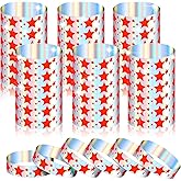 Glenmal 500 Pcs Wristbands for Event Neon Patriotic Star Wristbands Bulk for Events Plastic Waterproof Carnival Wrist Bands Adhesive Bracelet for 4th of July 250 Anniversary(Red)