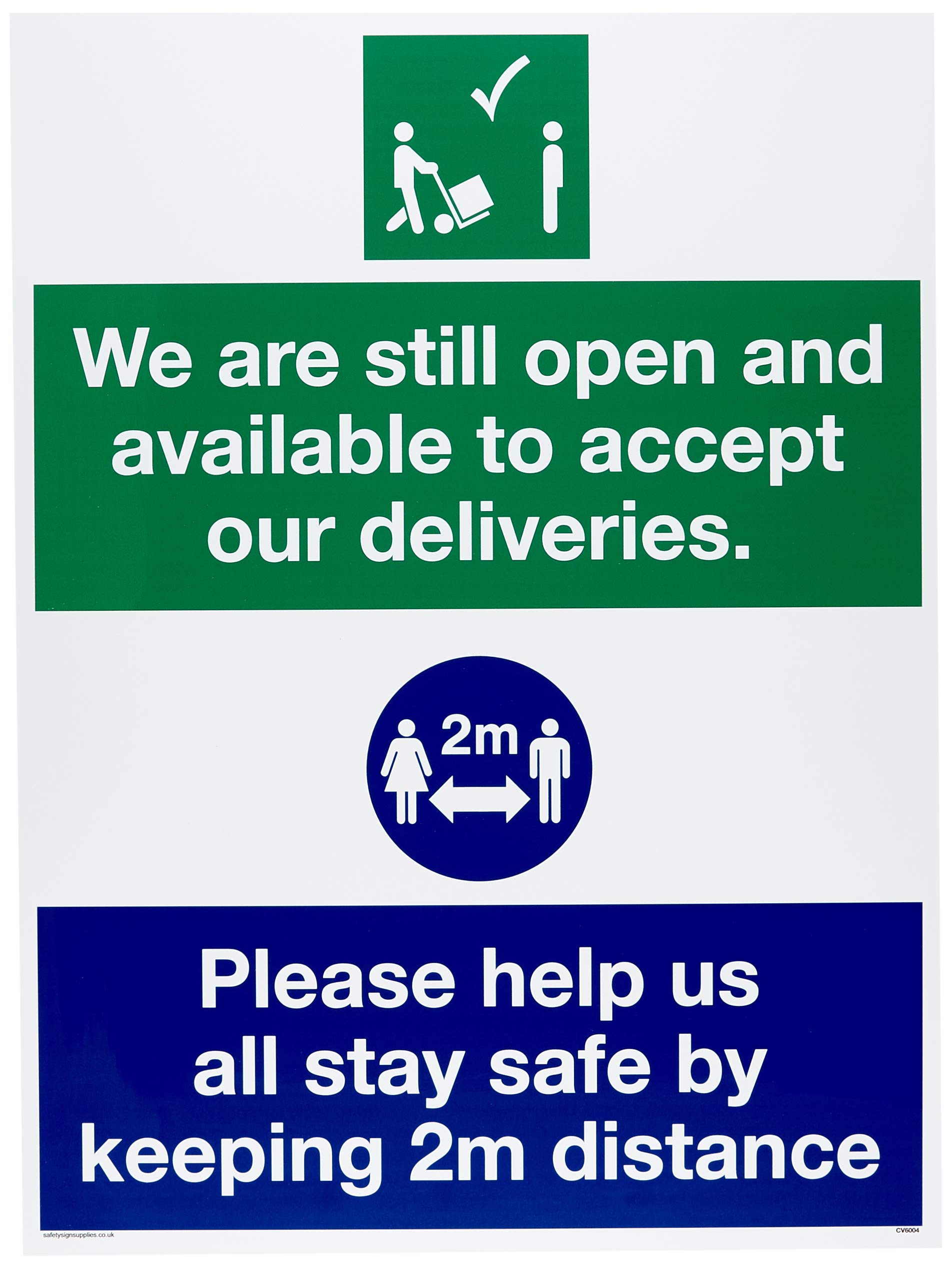 We are still open and available to accept our deliveries. Please help us all stay safe by keeping 2m