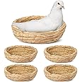 4 Pcs Bird Nest Handmade Woven Flat Base Bird Nest Breeding Nest Small Animal Bed House Bird Cage Accessories for Dove Pigeon Parrot Budgie Parakeet Cockatiel Hamster Gerbil Pig (8.66 Inch)