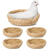 Patelai 4 Pcs Bird Nest Dove Bird House Breeding Nest, 8.66 Inch | Handmade Woven Flat Base, Small Animal Cage, Accessories for Pigeon, Parrot, Budgie, Parakeet, Cockatiel, Hamster, Gerbil