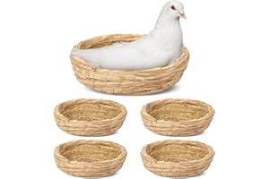 Patelai 4 Pcs Bird Nest Handmade Woven Flat Base Dove Bird House Breeding Nest Small Animal Cage Accessories for Pigeon Parrot Budgie Parakeet Cockatiel Hamster Gerbil Pig(8.66 Inch)