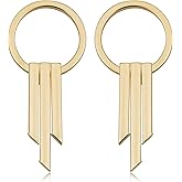 Kooljewelry 14k Yellow Gold Triple Bar and Circle Earrings