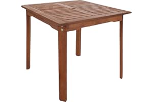 Sunnydaze Meranti Wood Square Outdoor Dining Table - Teak Oil Finish - 31.5-Inch