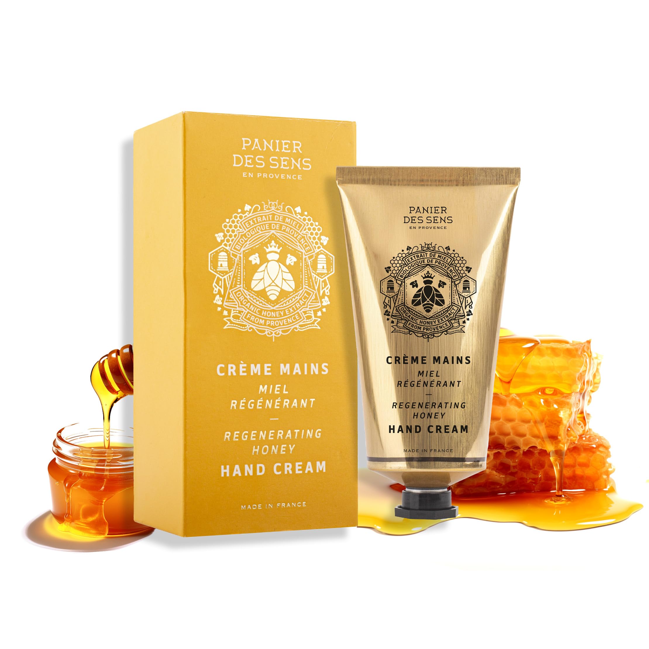 Panier des Sens - Honey Hand Cream for very Dry Hands and Skin - Hand Cream for Women and Men - With Shea Butter and Organic Honey Extract - Made in France 97% Natural Ingredients - 75ml