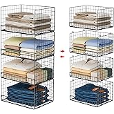 Yociyoga 4-Tier Stackable Closet Organizers and Storage Shelves, Foldable Closet Shelf Organizer, Black(Patent Protection)(Pa