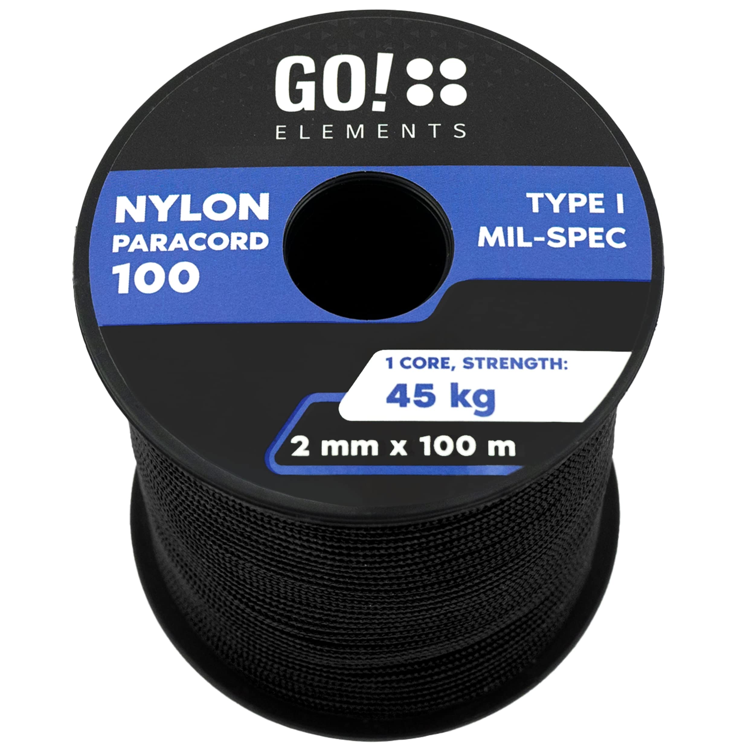 Paracord 100 Type I | Diameter 2 mm - 3 Cores - Max. 45 kg | 100% Nylon Cord, Rope - Tear-Resistant | All-Purpose Rope, Survival Cord, Nylon Rope, Repair Cord & Masonry Cord
