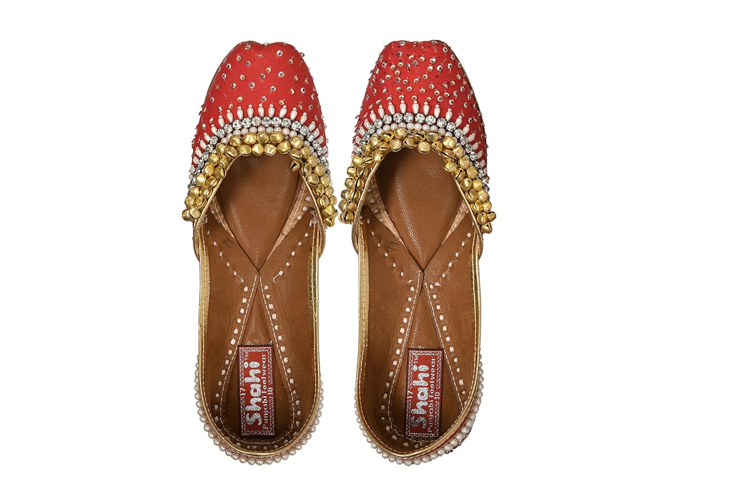 shahi women's mehroon wedding ghungroo punjabi jutti traditional punjabi mojari for partywear & casualwear spf-1806