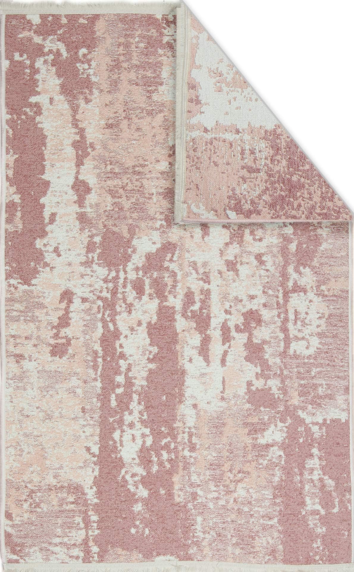 Rugology NK02 Cream Pink Reversible Double Sided Washable Lightweight Cotton Based Non-Shed Contemporary Area Rug (115 * 180)