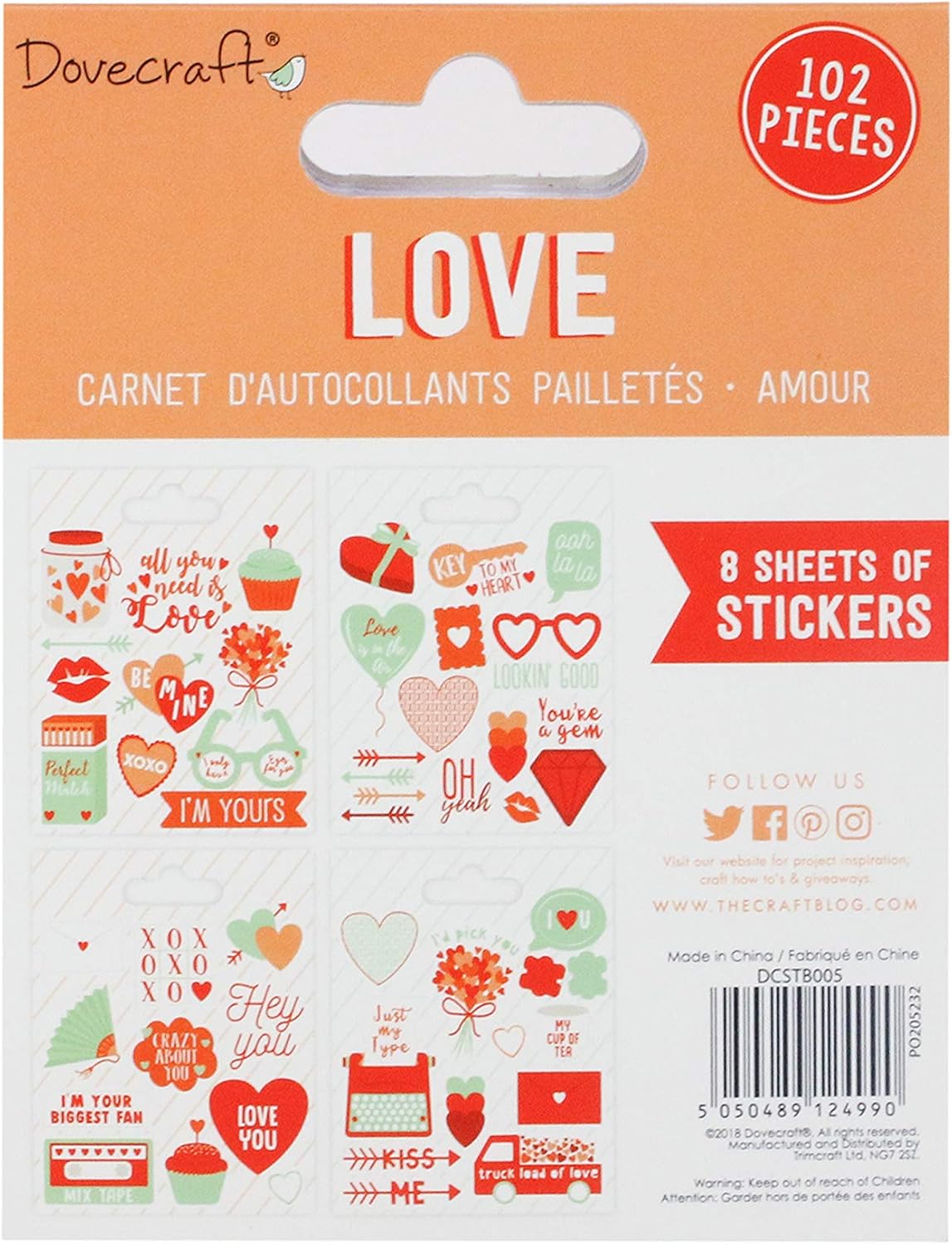 Dovecraft DCSTB005 Book-Love-98 Stickers-Glitter Designs-for Crafts Stationery, Journaling, Paper, Multicolour, One Size - Image 3