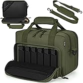 WELIDAY Tactical Gun Range Bag, Pistol Carrying Bag for 2 Handguns and Ammo, Firearm Shooting Case with 6 Magazine Slots and Lockable Zipper for Shooting Range & Outdoor Hunting
