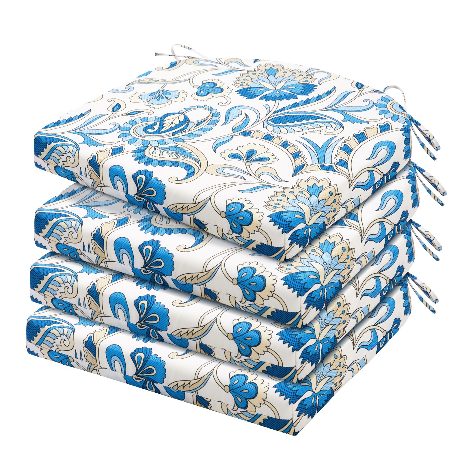 Photo 1 of HARBOREST Outdoor Chair Cushions Set of 4, Water Resistant Patio Chair Cushions with Ties, Outdoor Seat Cushions for Patio Furniture, 17"x16"x2", Blue Butterfly
