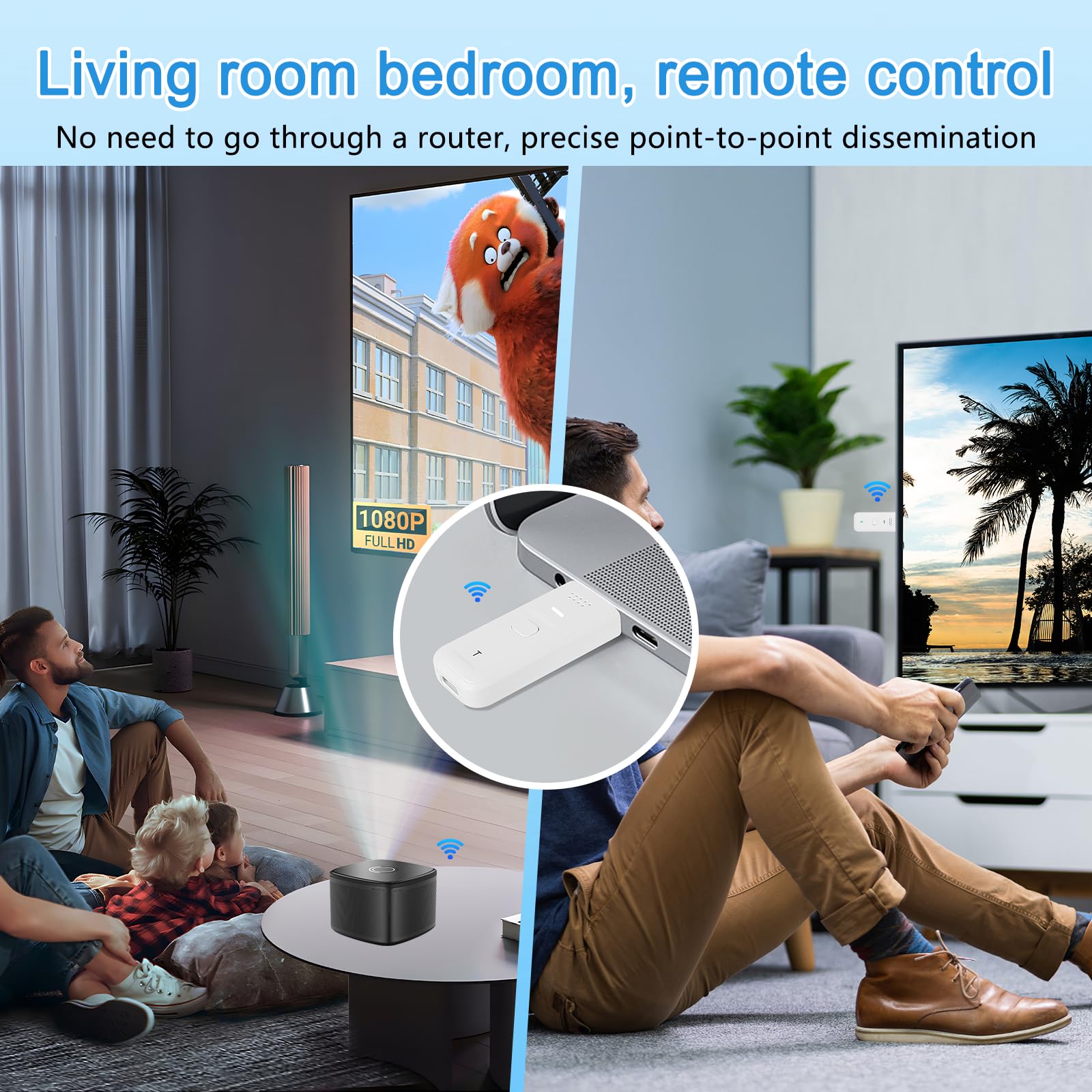 Wireless HDMI Transmitter and Receiver - 4K 60Hz Ultra HD 100ft Range?Zero Latency?Plug & Play Portable HDMI 2.0 Support 2.4/5.8Ghz, for Laptop/Pc/Tv Box/Camera/Projector (White)