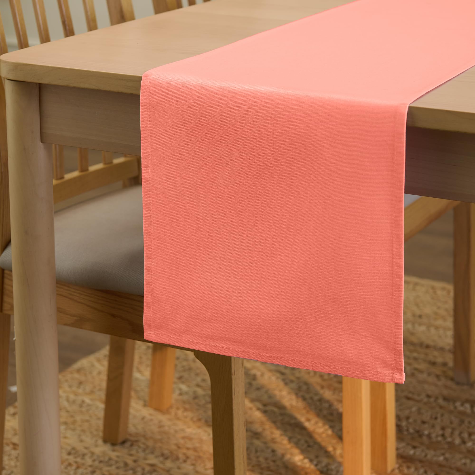 Encasa XO Table Runner 13x72 in Long | Cotton Canvas Fabric | Coral Solid Color | Machine Washable & Durable — image 1