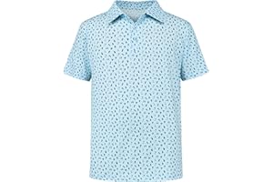 AlisOker Boys Polo Shirt Kids Short Sleeve Dry Fit Performance Print Golf Shirts Cuaual Active for Boy 8-16Y