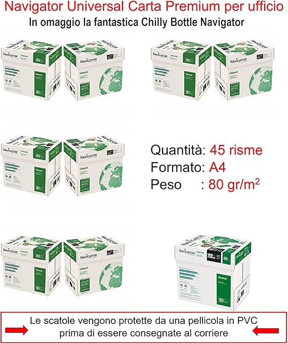 Papel Navigator DIN A4 80 gr. Caja 5 paquetes: Amazon.es: Oficina y papelería