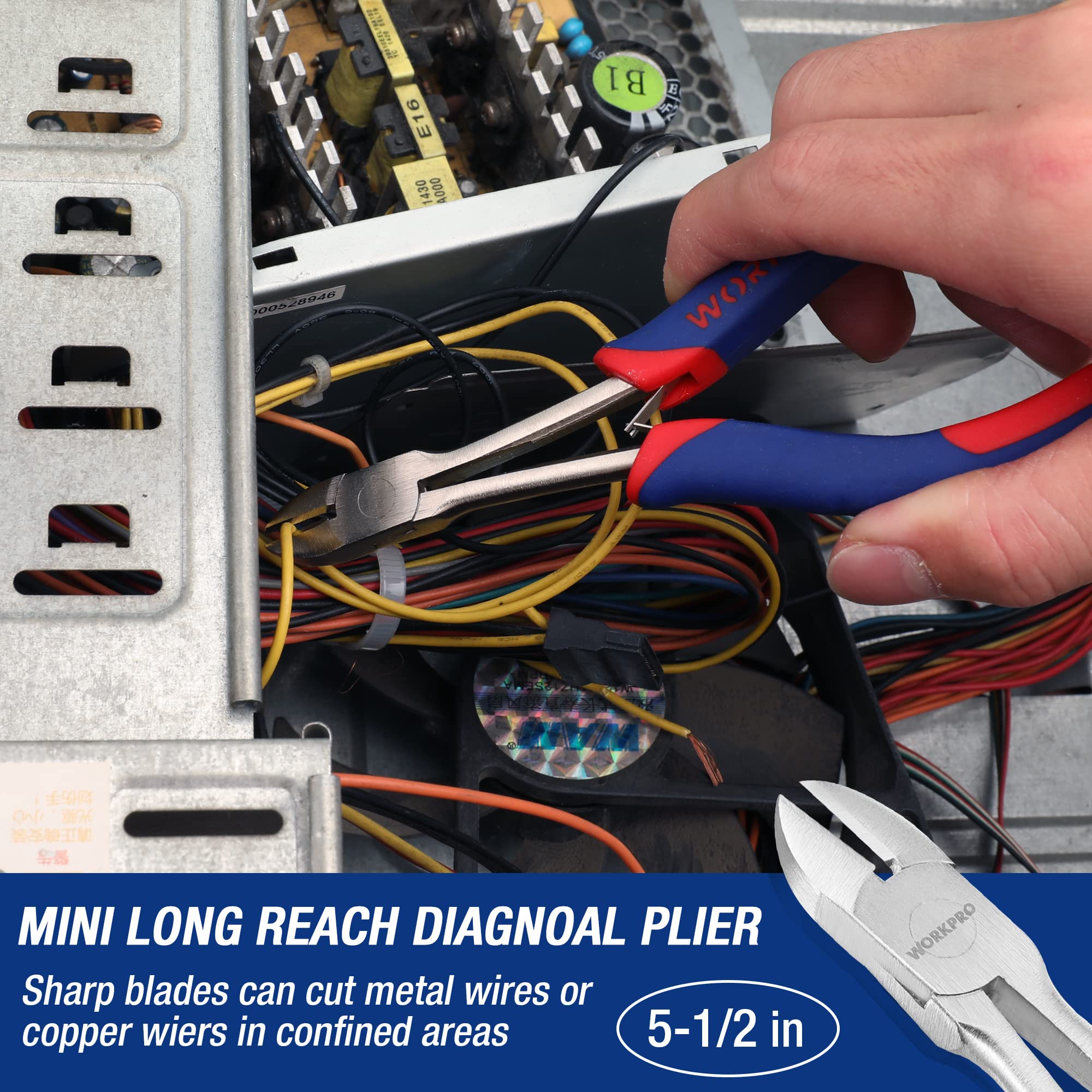 WORKPRO Mini Long Reach Pliers Set - 3-Piece Kit Includes 7