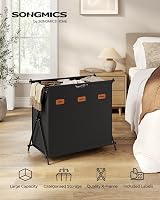 SONGMICS 135 L Laundry Sorter 3 Sections Collapsible X-Frame Ink Black LCB130B01 view 3
