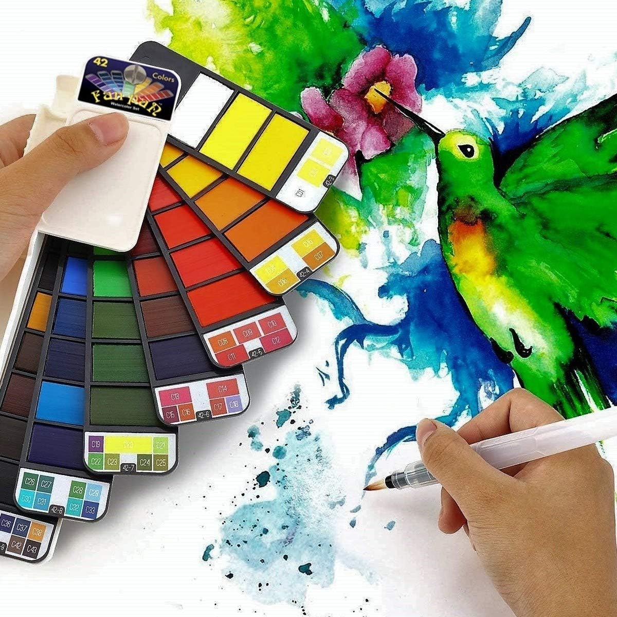 Fan-Pan And 6 X 4 Postcards Watercolor Strathmore Watercolor Brush W/Paint Kit Paint Watercolor Travel Professional Grade Artist Pocket Foldable Portable Colors, Assorted 42 - Set Paint Kits 2018 Latest - Www.klevering.com