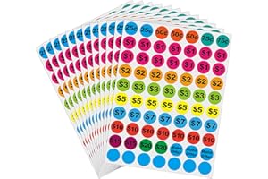 LROGOE Removable Garage Sale Stickers, 1400 Pcs Yard Sale Price Stickers, 3/4" Round Preprinted Garage Sale Price Stickers Labels for Flea Markets, County Fairs & Retail