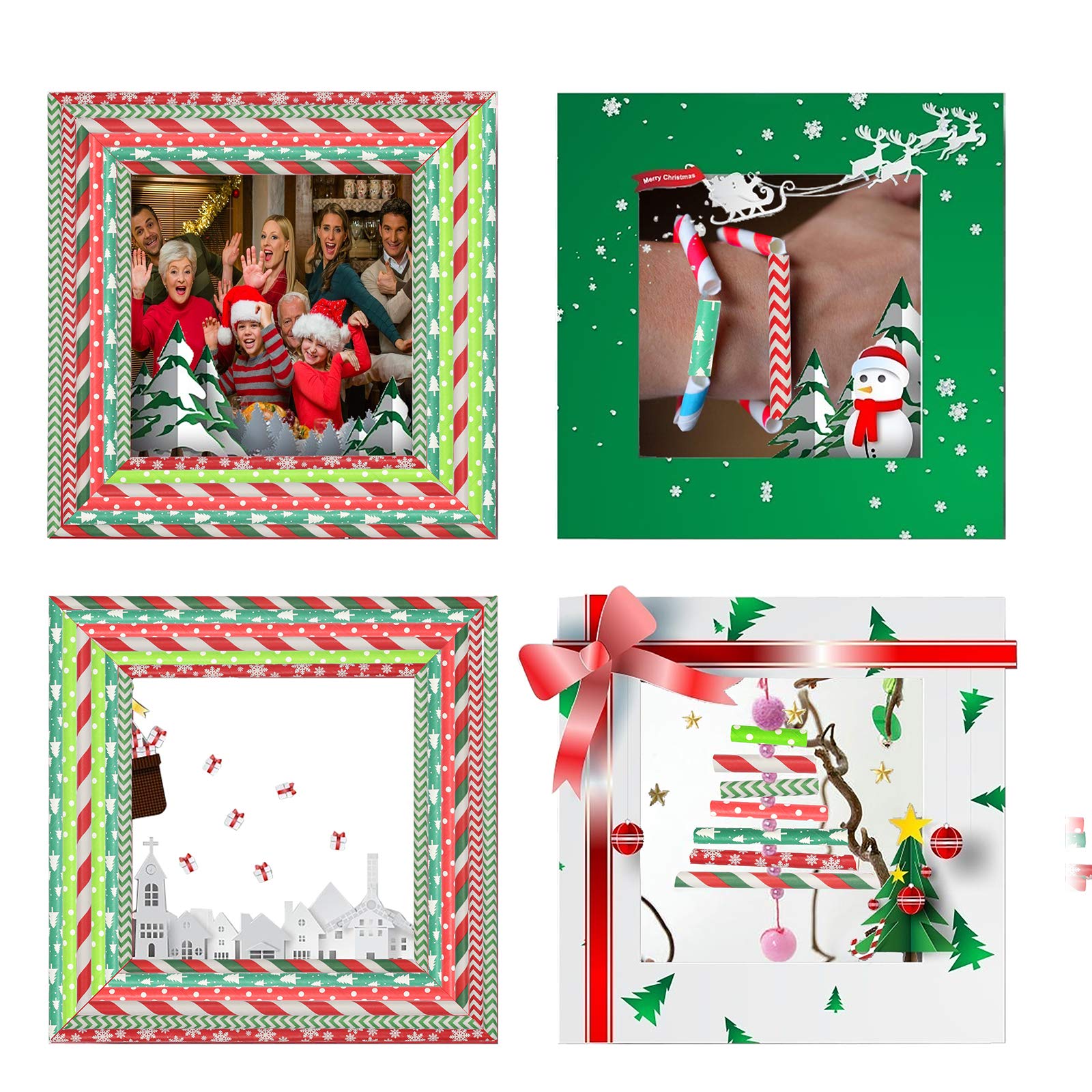 PATAZOK 200pcs Christmas Paper Straws Biodegradable Drinking Straws Disposable Red and Green Paper Straws Colorful Straws for Xmas Party Celebration Cocktail Decorations