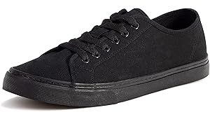 TOBER Men's Black Classic Low Top Shoes Canvas Fashion Sneaker with Soft Insole Causal Dress Shoes for Men Comfortable Walking Shoes