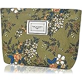 KeYaMee Make Up Bag Cosmetic Bags for Travel Women Corduroy Organizer Pouch Toiletry Bags with Zipper Large Capacity 15 armygreen