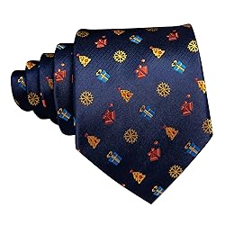 Barry.Wang Mens Christmas Tie Set Navy Red Yellow