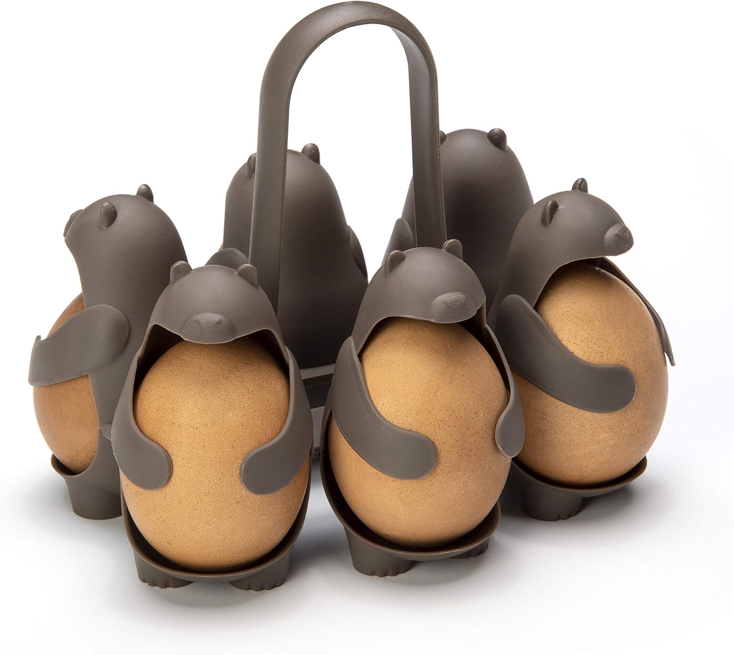 Peleg Design Eggbears 3-in-1 Cook, Store and Serve Egg Holder, Bear-Shaped Boiled Egg Cooker for Making Soft or Hard Boiled Eggs, Holds 6 Eggs for Easy Cooking and Fridge Storage