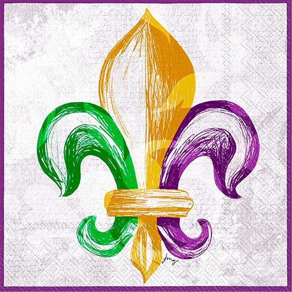 Bold Fleur De Lis Lunch-Servietten – 36 Stück, 16,5x16,5 Cm, Mehrfarbig Für Partys & Feiern