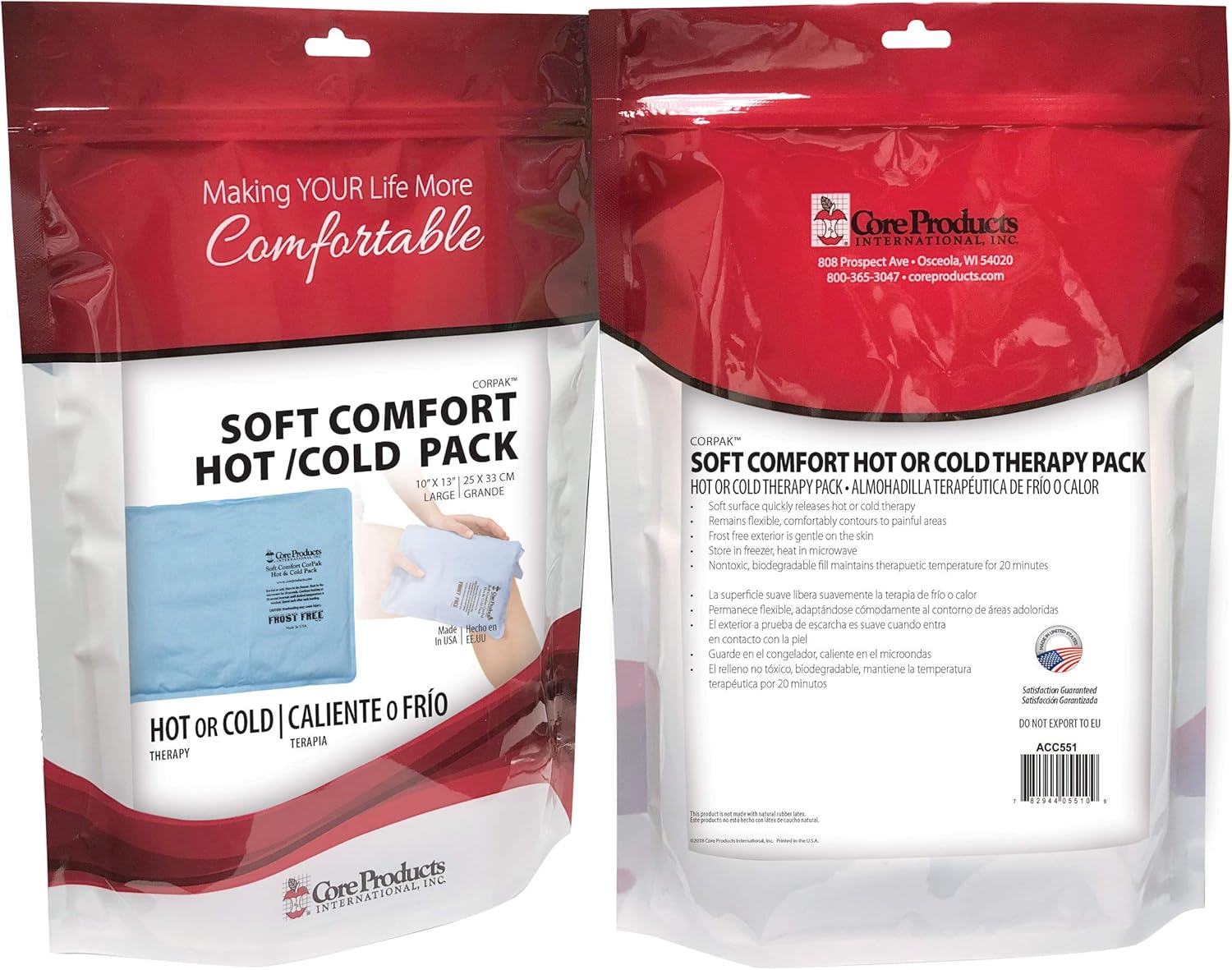 Core Products Soft Comfort CorPak Hot and Cold Therapy - 10" X 13" (2 Pack): Health & Personal Care