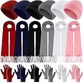 Bonuci 18 Pcs Kids Hat Scarf Gloves Winter Set Knit Beanie Soft Touchscreen Gloves Long Neck Warmer for Girls Children Boys