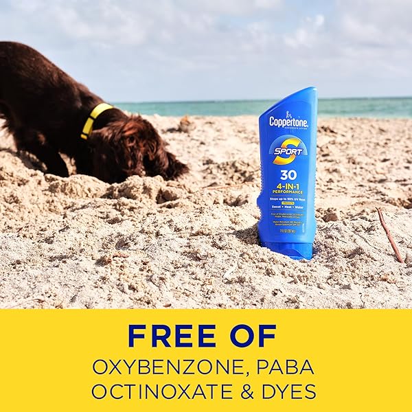 COPPERTONE SPORT SUNSCREEN SPF 30 LOTION, WATER RESISTANT SUNSCREEN, BODY SUNSCREEN LOTION, 7 FL OZ
