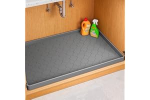 Jin&Bao Waterproof Under Sink Mat 34x19 for Kitchen and Bathroom, Thicken Kitchen Shelf Liner and Cabinet Protector, Organize