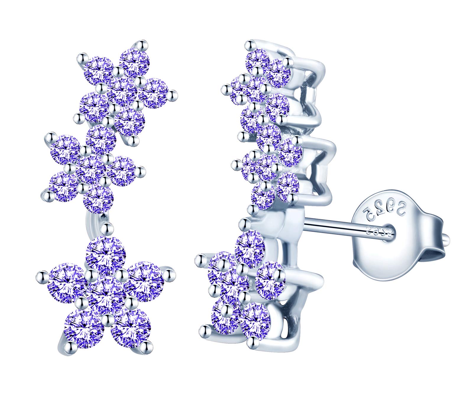 MicLee Woman's girl's Earrings, 925 Sterling silver earrings, Colorful star earrings studs, Inlaid zircon, Shiny and elegant, gift for Birthday, Valentine's Day and Christmas — image 1