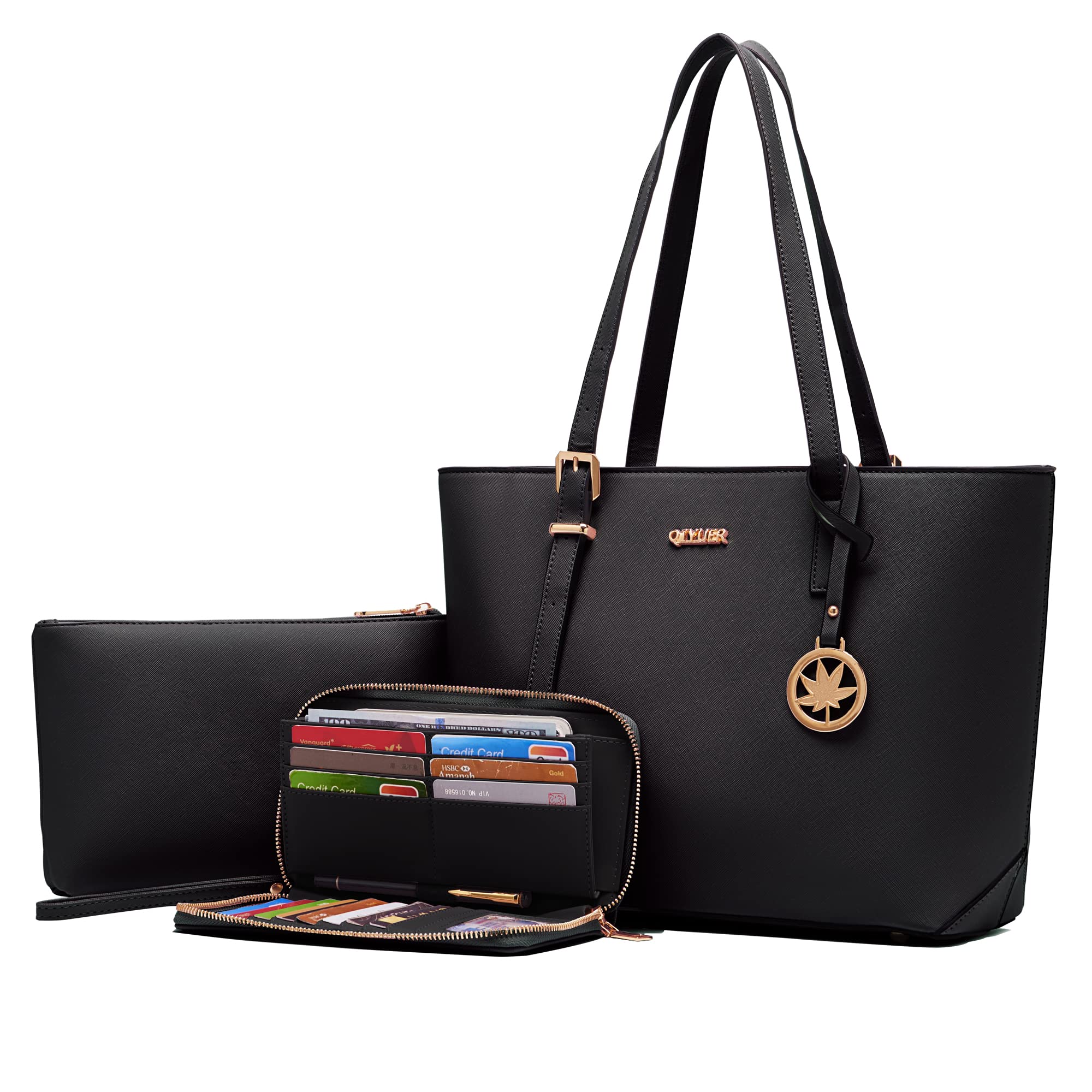 Photo 1 of ***MINOR DAMAGE*** Purses And Wallets Set For Women Work Tote Handbags Shoulder Bag Top Handle Totes Purse With Wallet Black Large